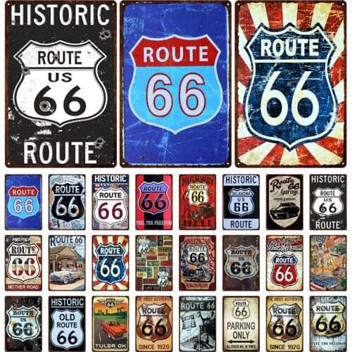 66 Route Group License Plate Metal Plate Car Number Tin Signs Bar Pub Cafe Home Decor Metal Sign Garage Painting Plaques Signs