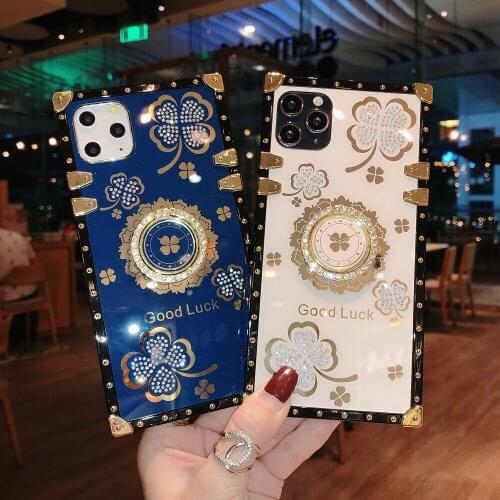 Luxury Bling Jewelled Ring Holder Phone Case for Huawei P40 Lite P30 P20 Mate 30 40 Nova 6 6se 7 7se Soft Silicone Back Cover
