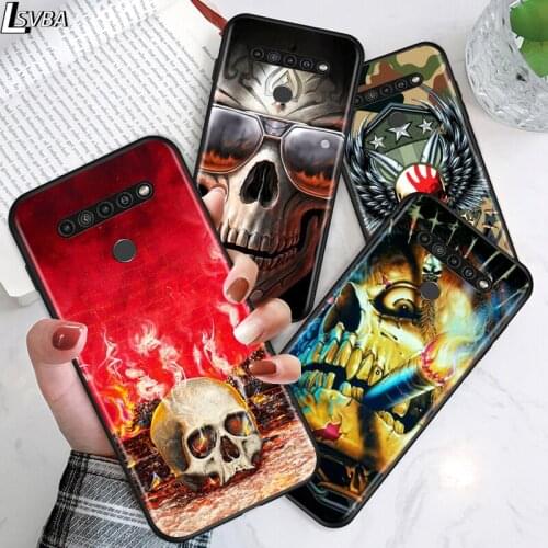 Horror Skull Art for LG G8 G8S G8X V30 V35 V40 V50 V60 ThinQ Q60 K40 K50 K51 K61 K71 K92 K62 Soft Black Phone Case