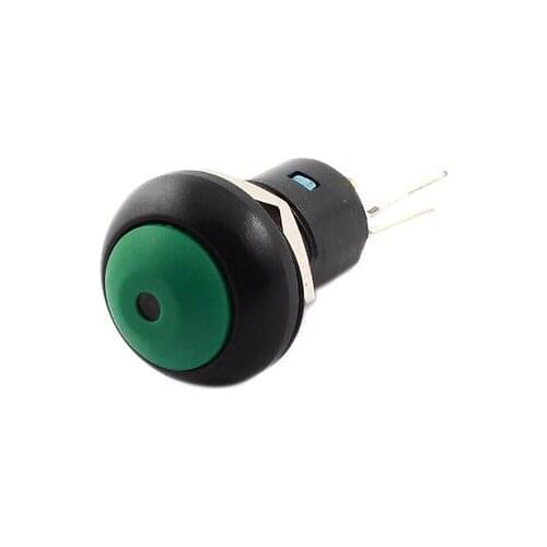 DC 36V 2A 12mm Panel Mount SPST Green Light Waterproof Push Button Switch