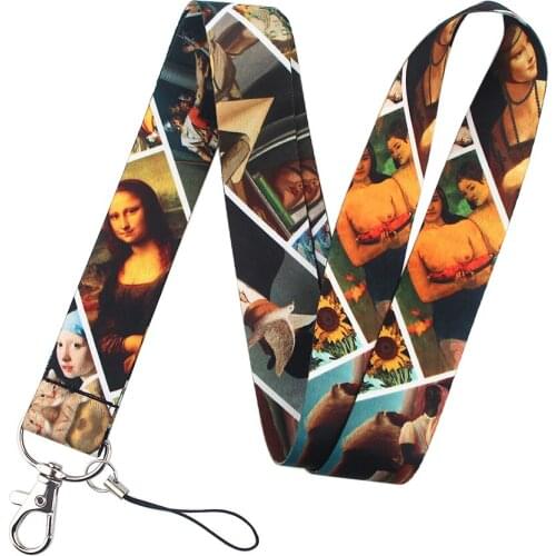 ER093 Fashion Oil Painting Art Neck Strap Lanyards ID Badge Card Holder Keychain Phone Gym Strap Webbing Necklace Gift