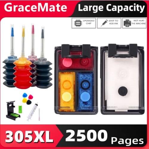 EURO 305XL Refilled Ink Cartridge Replacement for HP 305 XL HP305 DeskJet 2710 2720 4110 4120 4130 ENVY 6010 6020 6030 6420