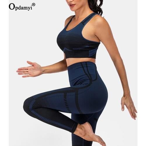 Women Gym Fitness Clothes Seamless Yoga Set Color Gradient Cross Gather Sports Bra High Waist Leggings Workout Ombre Soprts Suit