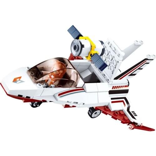 SLUBAN Space Rocket Brick Shuttle Satellite Astronaut Figure Man Saturn Probe Building Blocks Model For Kids Adults Toys Gift