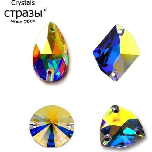 Crystal AB Sew On Rhinestones Different Strass Rainbow Beads Sewing Rhinestone For Jewelry Dress Gymnastics Garment Decoration
