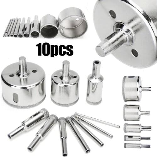 10pcs Diamond Ceramic Tile Hole Saw Marble Drill Bit Set 3-50mm For GlassDrilling Tools