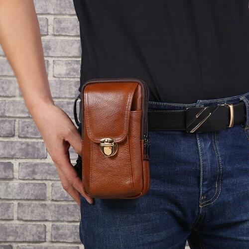 2020 new mens belt mobile phone waist bag 7.2 inch vertical multi-function mobile phone bag