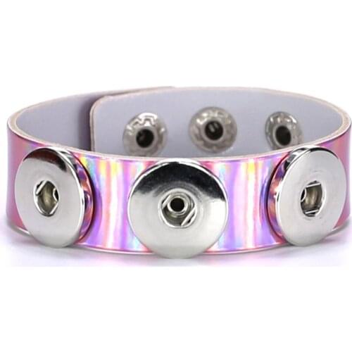 Punk style new personality fashion laser PU leather bracelet DIY personality ethnic style button button bracelet