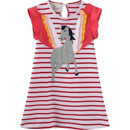 Girls Unicorn Striped Princess Dress Kids Dresses for Girls Toddler Girl Clothes 2021 Flower Girl Dresses Korean Baby Clothes