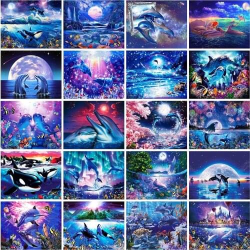 Full Square/Round 5D DIY Diamond Painting Dolphin Cross Stitch Kit diamond mosaic Diamond Embroidery diamond paint