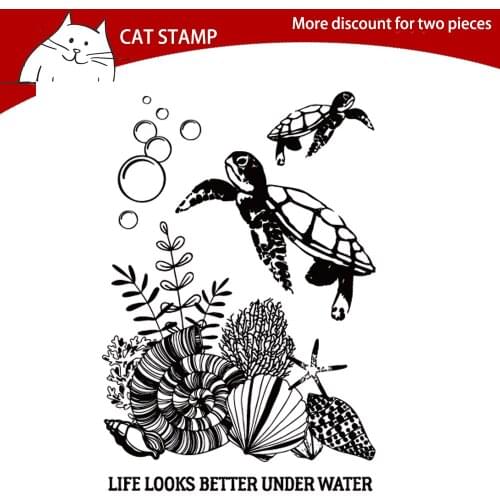 Shell Fish Sea turtle Cutting Dies Clear Stamps For Scrapbooking Card Making Photo Album Silicone Stamp DIY Decorative Crafts