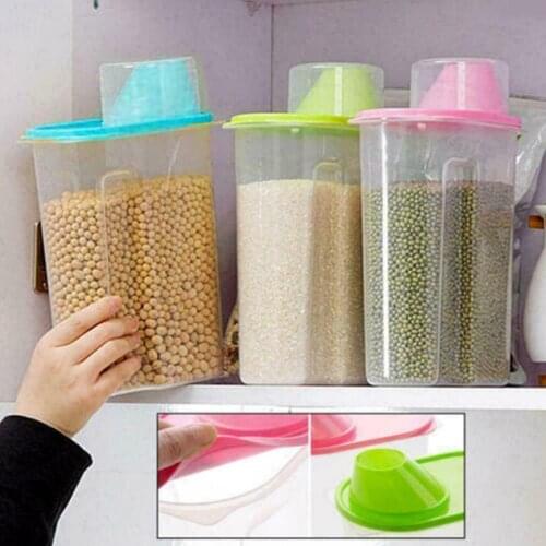 1.9/2.5L Transparent Food Grain Dispenser Storage Box Case Sealing Can Container high quality plastic material non-toxic durabl