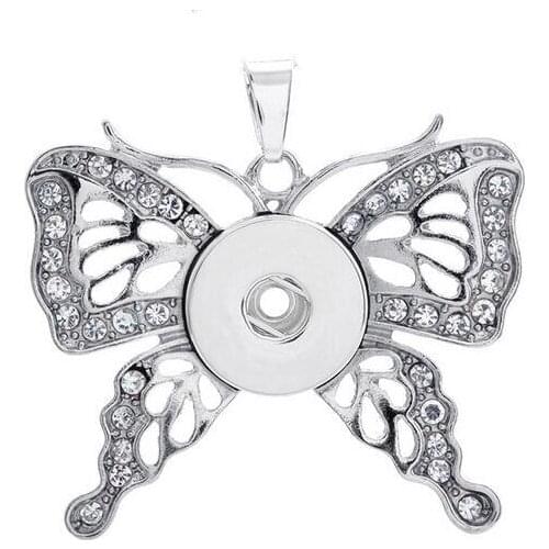 Christmas Snap Jewelry Necklace Butterfly Snap Pendant fit 18mm snap Jewelry watches women one direction