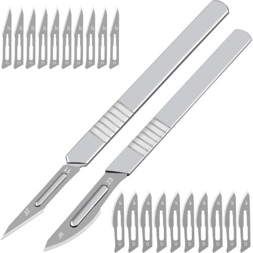DRELD 10pcs 11# 23# Carbon Steel Surgical Scalpel Blades + 3# 4 #Handle Scalpel DIY Cutting Tool Repair Animal Surgical Knife