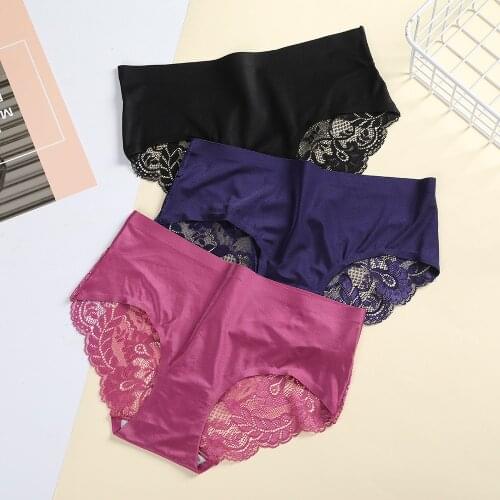 7 Colors Womens Invisible Underwear Spandex Crotch Intimate Women Sexy Lace Black Floral Panties Seamless Panty
