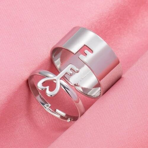 VKME Trendy Gold Silver Color Key Heart Couple Rings For Women Couples Matching Rings Set Wedding Adjustable Ring 2021 Jewelry