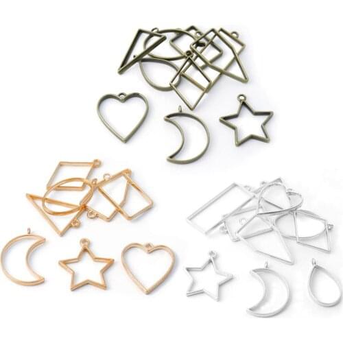 10pcs/lot Geometric Blank Pendant Epoxy Tray Charms Hooks Multi-strand Jewelry Connector Links For Earring Diy