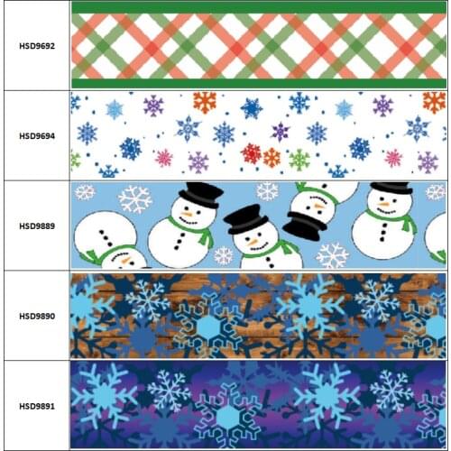 10yard Merry Christmas Snowman Snowflak Colorful Cartoon Grosgrain Ribbon Accessory Hairbow Headwear Decoration DIY 38MM 75MM