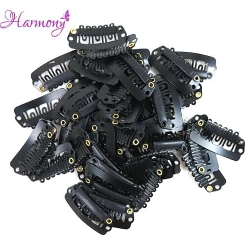 200pcs Wig snap clips 28mm for Hair Extension U Shape Stainless Steel Snap Comb Clip 6 Teeth Hair Extension Clips 6 Color Option