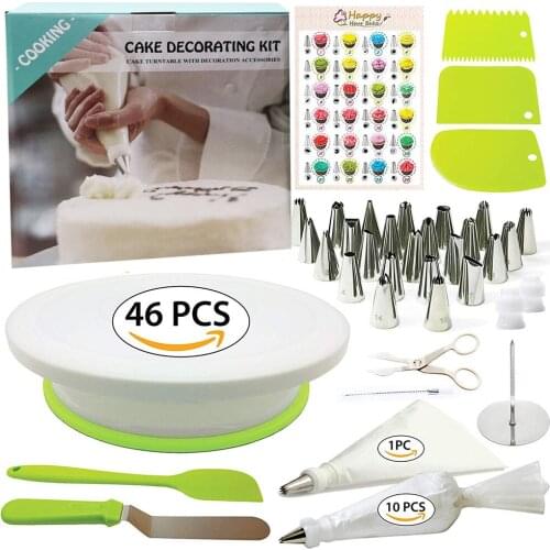 46 Pcs Cake Decorating Kit Supplies Baking Accessories Frosting Baking Tool Sets For Home Bake