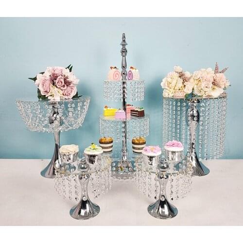 5pcs /lot Acrylic cake stand cupcake tray 3 tiers clear mirror cake holder