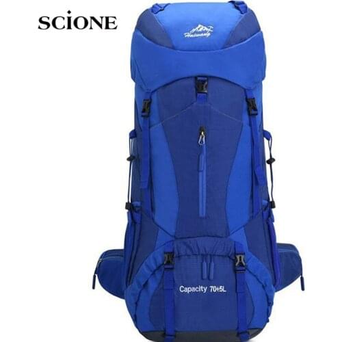 75L Large Outdoor Bag Backpack Camping Hiking Climbing Backpacks Rucksack Men Waterproof Nylon Sport Travel Bag Women X161A