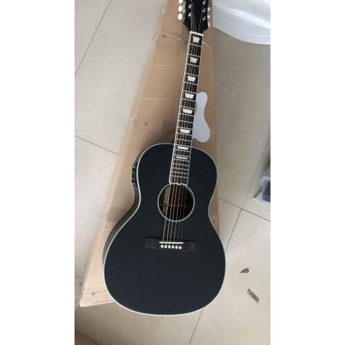 Free shipping customize guitar O acoustic guitar satin full black little parlor guitar acoustic electric guitars