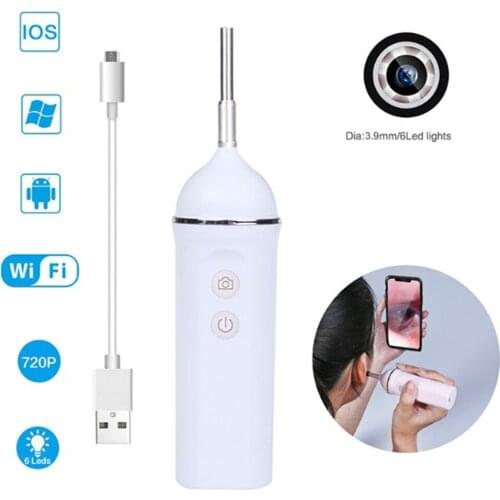 3.9mm 5MP 1080P wireless WIFI Visual Earpick Endoscope Cleaning Ear Wax Remover Earscope Cleaner Otoscope Inspection Ear Camera