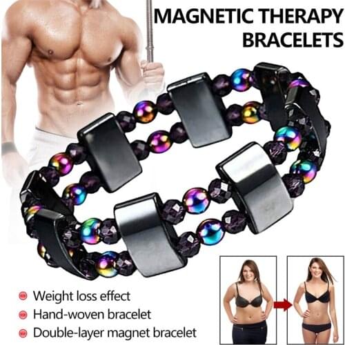 Loss Weight Effective Hematite Beads Bracelets Slimming Stimulating Acupoints Arthritis Pain Relief Magnetic Therapy Health Care