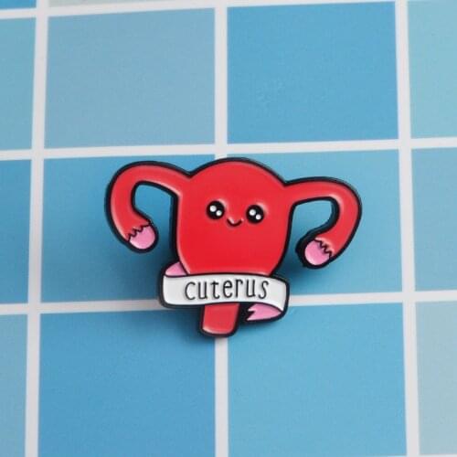 New Cartoon Female Cuterus brooch Cute Female Uterus Feminism Enamel Pin Denim Coat Badge Feminist and Nurse Doctor Gifts