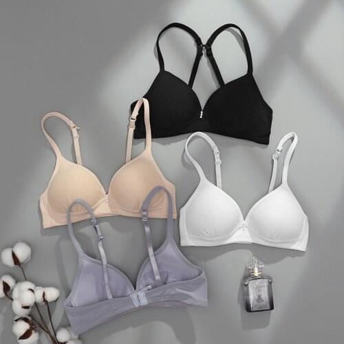 New Simple Pure Cotton Girl Underwear Student Bra Developmental Thin Section Without Steel Ring Comfortable Bra