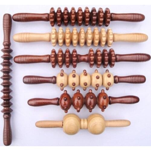 Wood Material Massage Spine Massager Manual Meridian Body points waist shoulder Wheel Massager Thin Leg foot Artifact