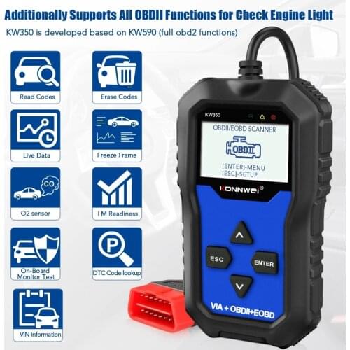 KONNWEI KW350 OBD2 Diagnostic Scanner for Car VAG VW Audi ABS Airbag Reset Oil Service Light EPB Diagnostic Tool Better VAG COM