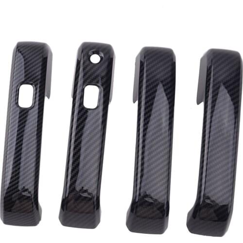DWCX 4pcs Carbon Fiber Texture ABS Exterior Door Handle Cover Trim w/ Thermo Sensor fit for Ford F-150 F150 2015 2016 2017-2020