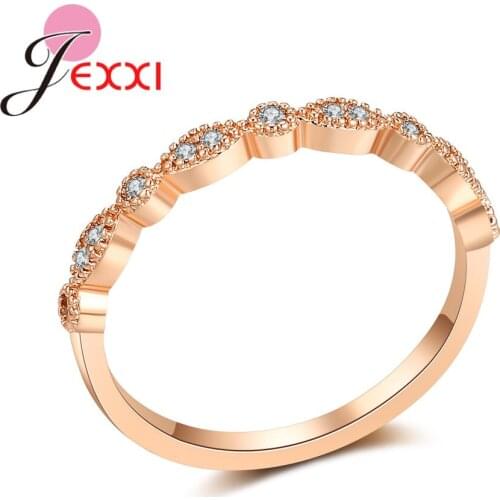 Elegant Delicate Bridal Wedding Engagement Fingers Ring Trendy Noble Symbol Rose Gold Color Clear Cubic Zirconia Hot Sale