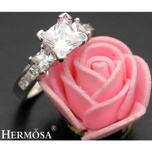 Hermosa Perfect Womens Wedding Rings White Zircon Engagement Jewelry Bridal Bands Ring Size 6.5# 8