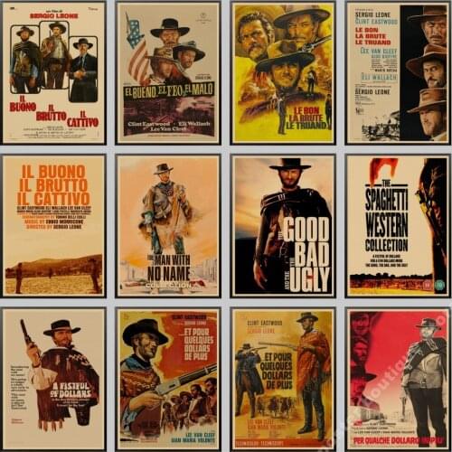 The Good The Bad The Ugly For a Few Dollars Movie Kraft Paper Poster Bar Cafe Living Room Dining room Wall Decorative Paintings