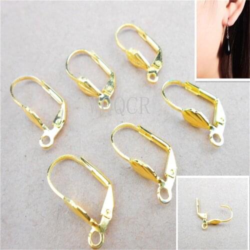 20 PCS 10x20MM 18K Gold DIY French Square Carving Earring Hooks Wire Settings Base Hoops Earrings Accessories For Jewelry Making