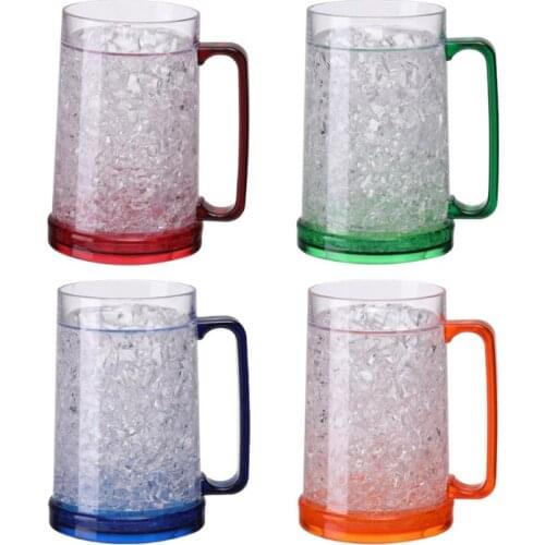 Freezer Ice Beer Mug Double Wall Gel Frosty Beer Cup Drinking Glasses Clear Cooling Wine Cup