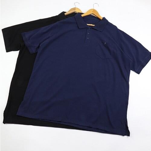 Summer Men Cotton polo shirt short sleeve turn down collar tees navy blue plus size oversize 12XL 13XL 14XL 200KG loose tops 70