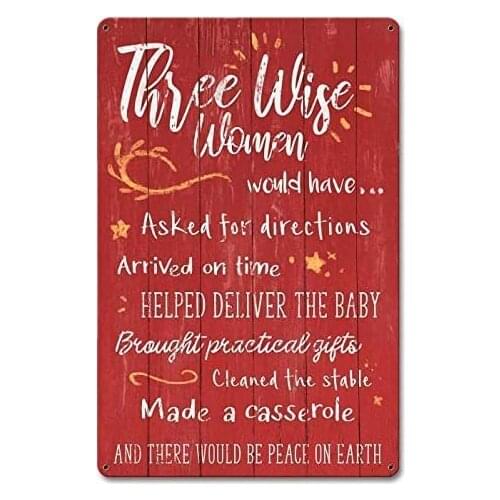Maizeco Three Wise Women Metal Tin Signs 8x12 Inch Decorative Poster Plate Funny Wall Decor for Outdoor Indoor Patio Beer