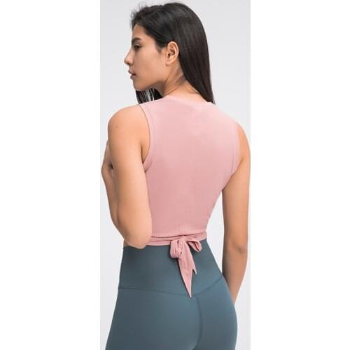 Sexy Mesh Top Tank Women Vgym Shirt Sportswear Women Yoga Crop Tank Cross Back Waist Strap Yoga Vest Moisture Wicking Sports Top