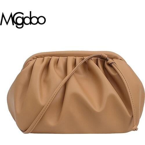 Mgcdoo Women Korean Fashion Shoulder Bag PU Leather Cloud Dumpling Bag Simple Sling Bag Chic Fold Clutches 8 Colors