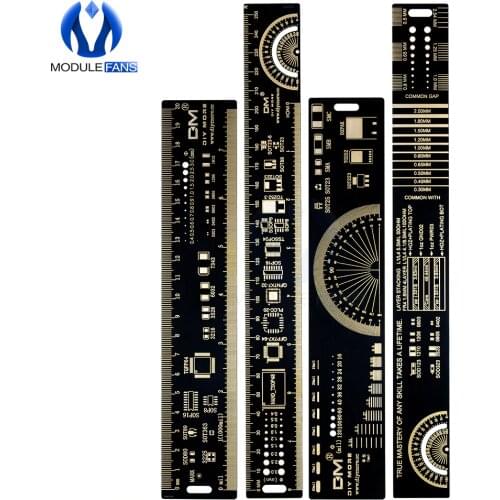 4cm 15cm 20cm 25cm Multifunctional PCB Ruler Measuring Tool Resistor Capacitor Chip IC SMD Diode Transistor Package 180 Degrees