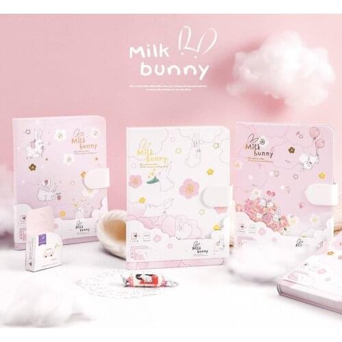 "Milk Bunny" Cute Hard Cover Journal Diary Girls Beautiful Drawing Notebook Notepad Planner Kawaii Diary
