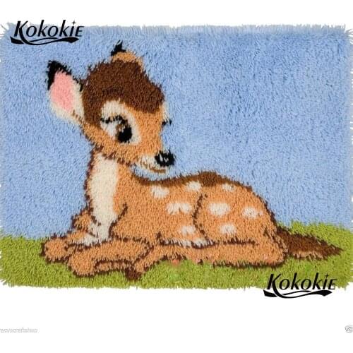 Latch hook kit bat rug canvas deer baby printing vloerklee foamiran for needlework carpet embroidery accessories tapestry kits