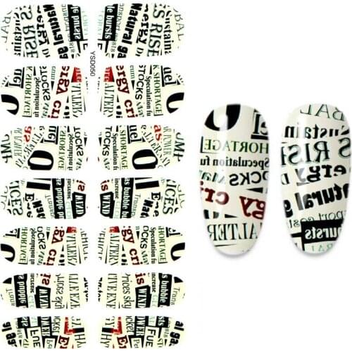 10 Style Nail Stickers Flower English Design Nail Art Decal Sliders Manicure Water Transfer Stickers for Nails