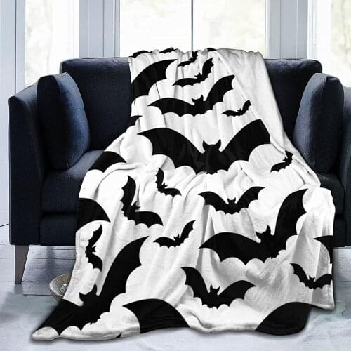 Halloween Bats Silhouette Blanket for Adults Women,Soft Fleece Throw Blanket Cozy Bed Blankets for Couch Bed Travel Camping