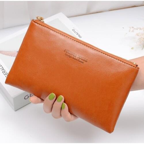 2019 Solid Men Women Wallets PU Leather Bag Zipper Handy Clutch Coin Purse Phone Key Holder Wristlet Portable Travel Handbag