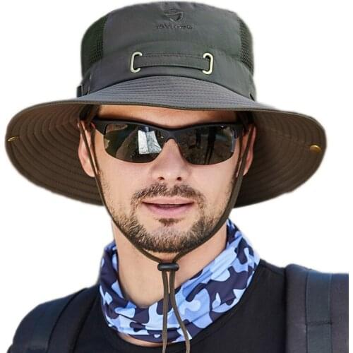 New Summer Adjustable Bucket Hats Men Mesh Breathable Outdoor Sports Fishing Hiking Mountaineering Cap Foldable Panama Hat